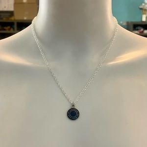 Coach Deep Purple Enamel Pendant .925 Sterling Silver Necklace